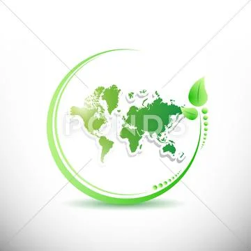 World map inside a organic leave. illustration Stock Illustration
