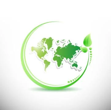 World map inside a organic leave. illustration Stock Illustration