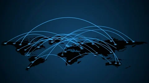 World map with interconnected links, Global communication concept, Stock Footage 156520848
