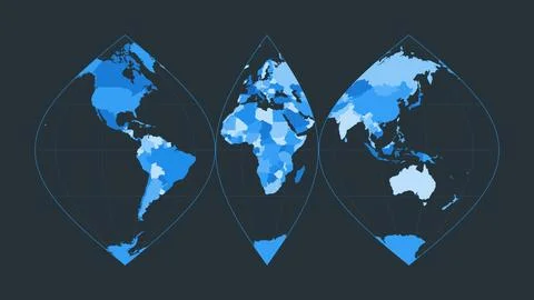 World Map. Interrupted sinusoidal projection. Futuristic world illustration.. イラスト素材