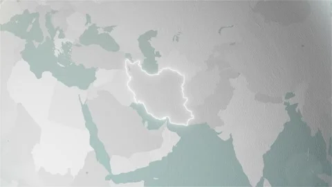 World Map Iran Zoom in Stylised Spherical White Shades 4K 60 FPS Stock Footage 263209286