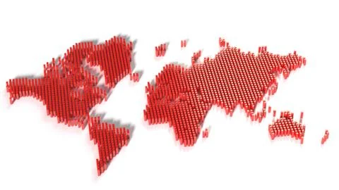 World map isolated on white background. Travel worldwide. 3d rendering Stock-Illustration