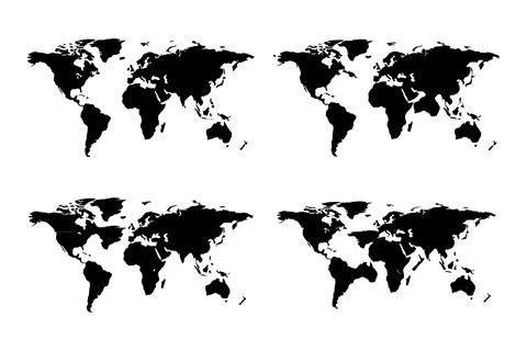 World map isolated on white background for website layouts. Map silhouette .. Stock Illustration