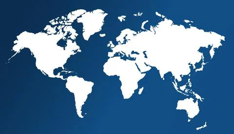 World map isolated on white. Blue map of the World. Vector Stock Illustration
