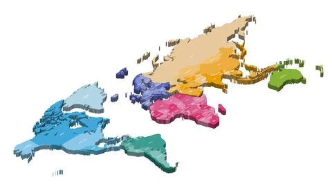 World map isometric 3d vector illustration Stock Illustration