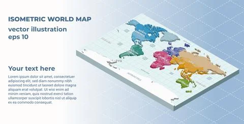 World map isometric 3d vector illustration. Template for your design Stock Illustration