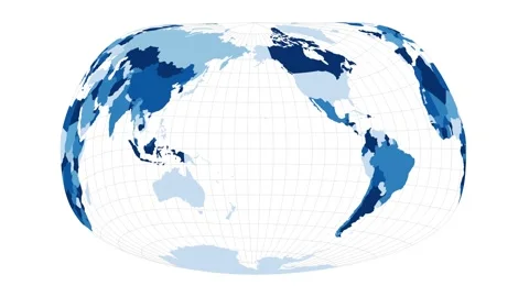 World Map. Jacques Bertin's 1953 projection. Loopable rotating map of the wor... Stock Footage 229516812