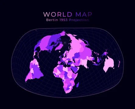 World Map. Jacques Bertin's 1953 projection. Digital world illustration. Br.. Stock Illustration