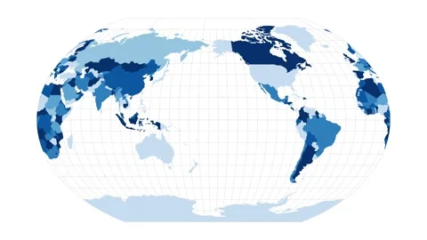 World Map. Kavrayskiy VII pseudocylindrical projection. Loopable rotating map... Stock Footage 227118055