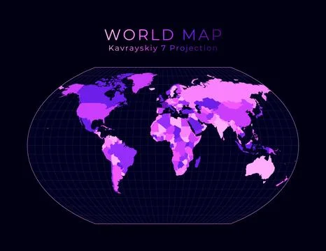 World Map. Kavrayskiy VII pseudocylindrical projection. Digital world illus.. イラスト素材