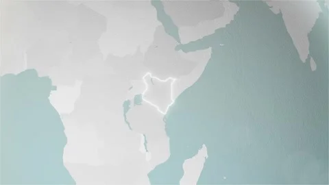World Map Kenya Zoom in Stylised Spherical White Shades 4K 60 FPS Stock Footage 264286538