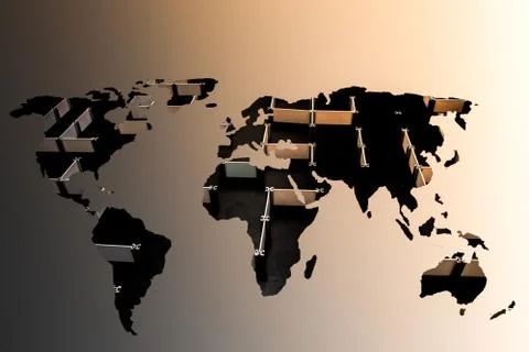 World map with labyrinth on gray background Stock-Fotos