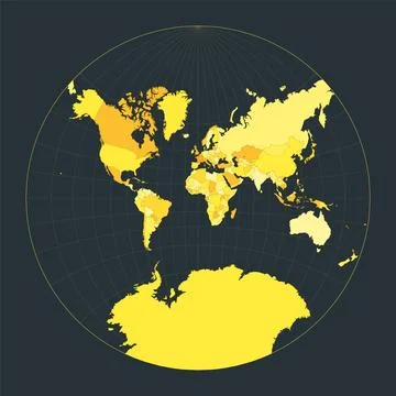 World Map. Lagrange conformal projection. Futuristic world illustration for.. Stock Illustration
