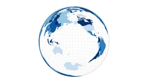 World Map. Lambert azimuthal equal-area projection. Loopable rotating map of ... Stock Footage 231709668