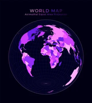 World Map. Lambert azimuthal equal-area projection. Digital world illustrat.. Illustrazione stock