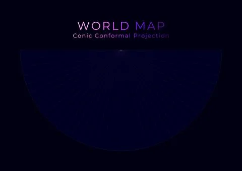 World Map. Lambert conformal conic projection. Digital world illustration. .. Stock Illustration