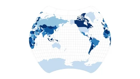 World Map. Larrivee projection. Loopable rotating map of the world. Modern fo... Stock Footage 227117916