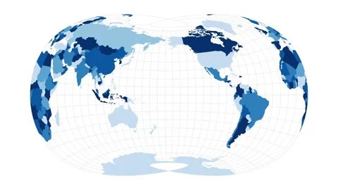 World Map. Laskowski tri-optimal projection. Loopable rotating map of the wor... Stock Footage 230454797