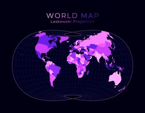 World Map. Laskowski tri-optimal projection. Digital world illustration. Br.. Illustrazione stock