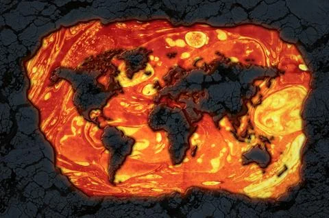 World map from lava stone Stock Illustration