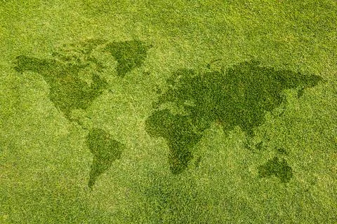 The world map on the lawn background Stock Photos