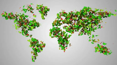 World Map leaves particles looping animation 4K Resolution Ultra HD Stock Footage 39658166
