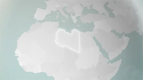 World Map Libya Zoom in Stylised Spherical White Shades 4K 60 FPS Stock Footage 269001108