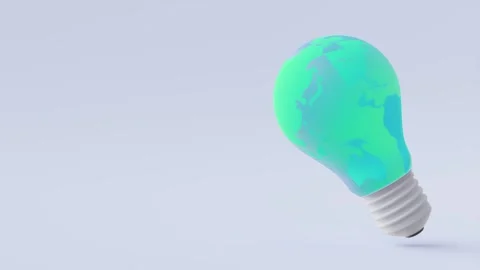 World map on light bulb. Animation revolves around itself seamless loop. Stock Footage 245132825