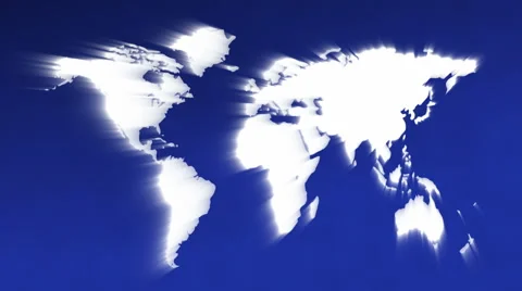 World Map In Light Rays Loop Stock Footage 44489768