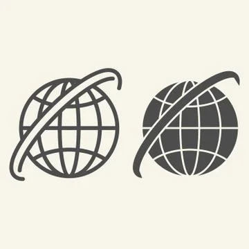 World map line and glyph icon. Globe vector illustration isolated on white Stock Illustration