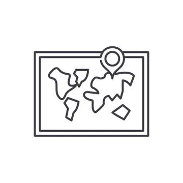 World map line icon concept. World map vector linear illustration, symbol, sign 스톡 일러스트
