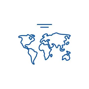 World map line icon concept. World map flat vector symbol, sign, outline Stock Illustration