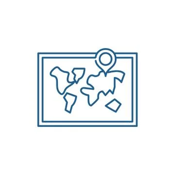 World map line icon concept. World map flat vector symbol, sign, outline Stock Illustration