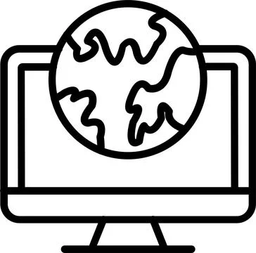 World Map Line Icon Design Stock Illustration