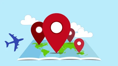 World Map with Location Pins Animation, Animated of a world map with locati.. Stock-Footage 317850812
