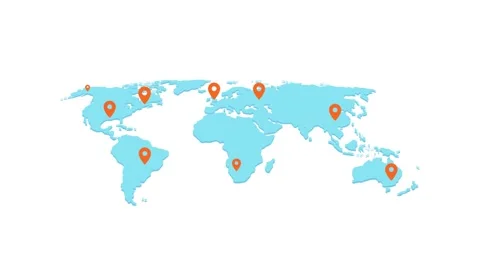 World map with location pins animation. Global business network concept. Stock Footage 327135285