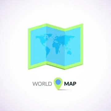 World map logo with pointer Illustrazione stock