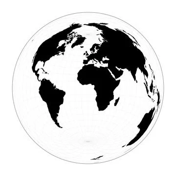 World map with longitude lines. Lambert azimuthal equal-area projection. Pl.. Stock Illustration