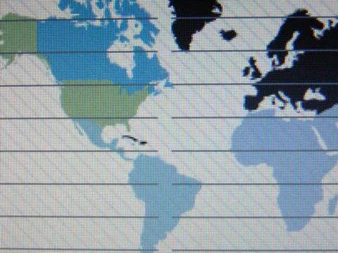 World map macro on tft screen world map macro on tft screen ,model release... Stock Photos