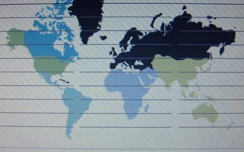 World map macro on tft screen world map macro on tft screen ,model release... Stock Photos