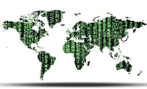 World map made from binary code Stock Illustration