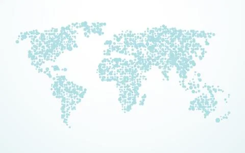 World map made of blue bubbles Stock-Illustration