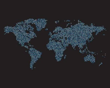 World map made of blue dots Stock Illustration