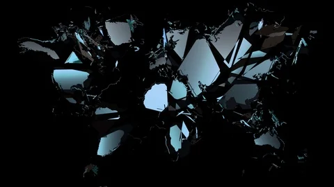 World map made of blue glass explodes into pieces - on black background (4K) 库存影片 99102228