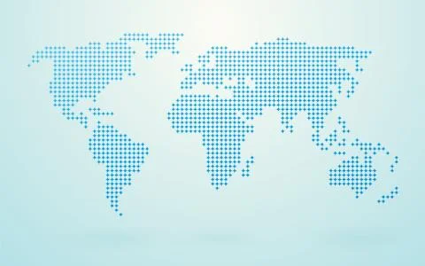 World map made up of blue shapes Illustrazione stock