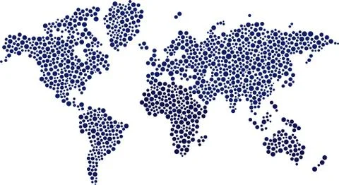 World map made by blue small dots. Stock Illustration