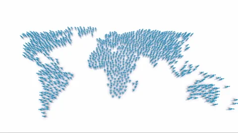 World Map Made by Cheering People, Crowd Video stock 61090909