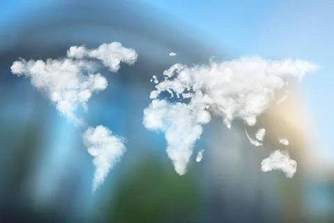 World map made of clouds against European Parliament World map made of clo... Fotos Stock
