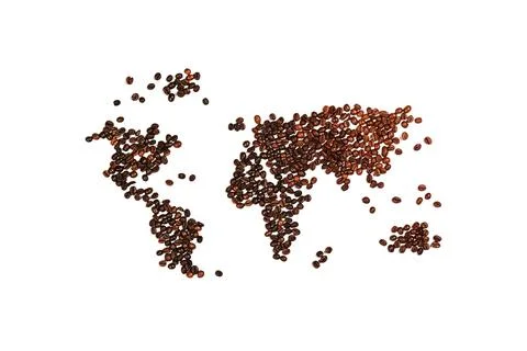 World map made from coffee Stock Photos