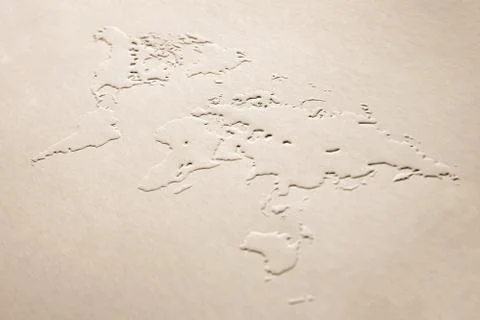 A world map made of embossing paper Stock Photos